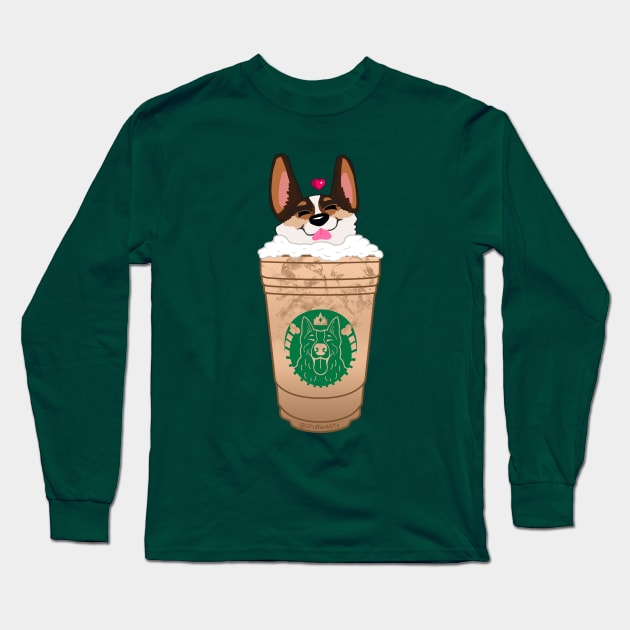 Ice Coffee - Tri-Color - CorgiBucks Long Sleeve T-Shirt by SPufferARTs